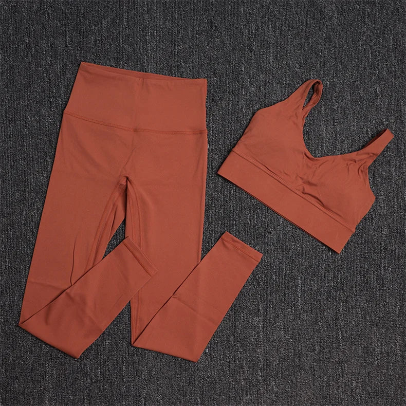 Treningssett Dame - Sports-BH og Høy Midje Leggings - Yoga & Fitness Sportsklær.