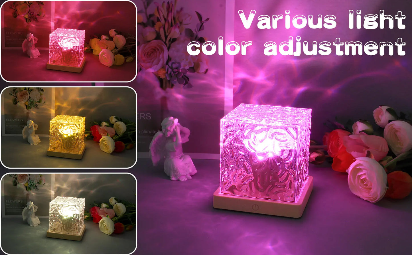 Vannbølge LED-projektor lampe - 16 farger roterende flamme nattlys