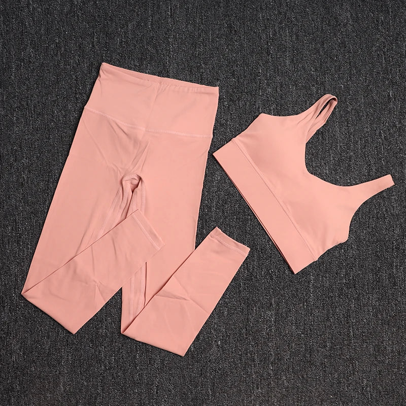 Treningssett Dame - Sports-BH og Høy Midje Leggings - Yoga & Fitness Sportsklær.