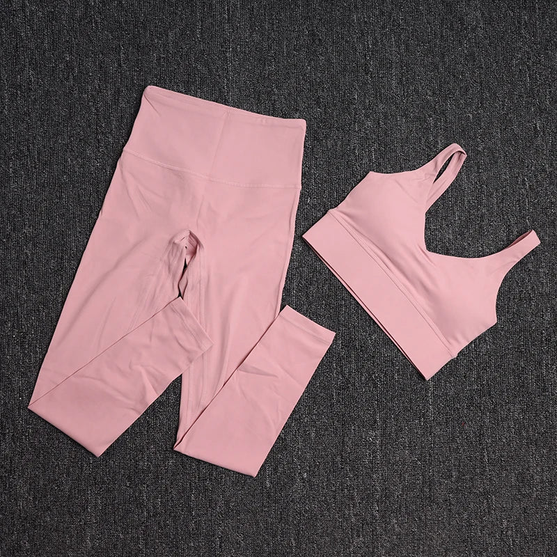 Treningssett Dame - Sports-BH og Høy Midje Leggings - Yoga & Fitness Sportsklær.