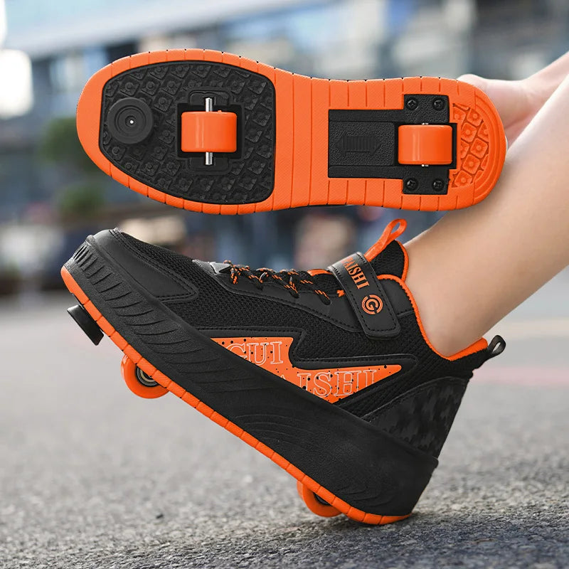 LED-lys to-hjuls rulleskøytesko for barn