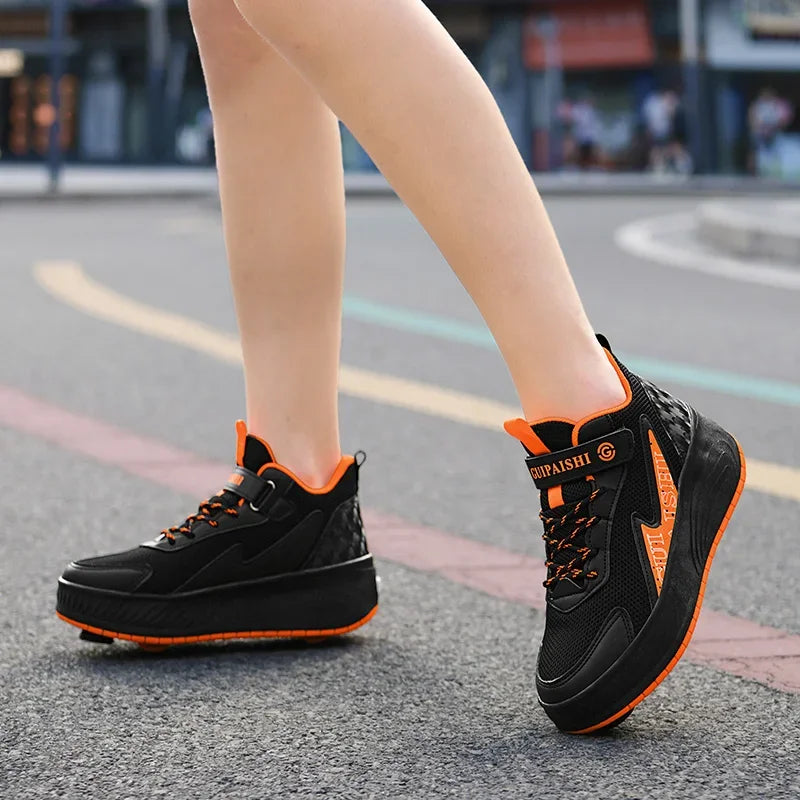 LED-lys to-hjuls rulleskøytesko for barn