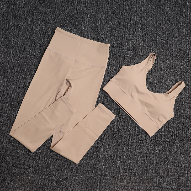 Treningssett Dame - Sports-BH og Høy Midje Leggings - Yoga & Fitness Sportsklær.
