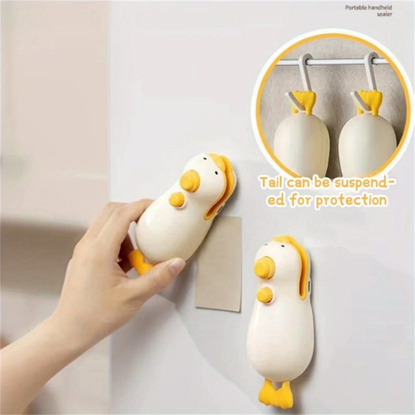 Cute Duck Vakuumforsegler – 2-i-1 Oppladbar Poselukker for Ferskhet