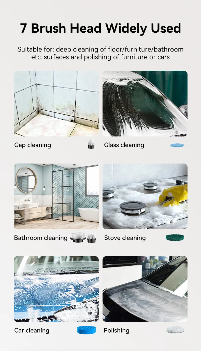 Elektrisk Rengjøringsbørste - Trådløs Håndholdt Børste for Bad og Dusj