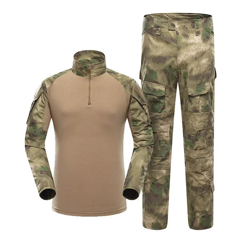 Taktisk Uniform Sett - Kamuflasje Jakt Klær - Skjorte og Bukse - Airsoft Paintball.