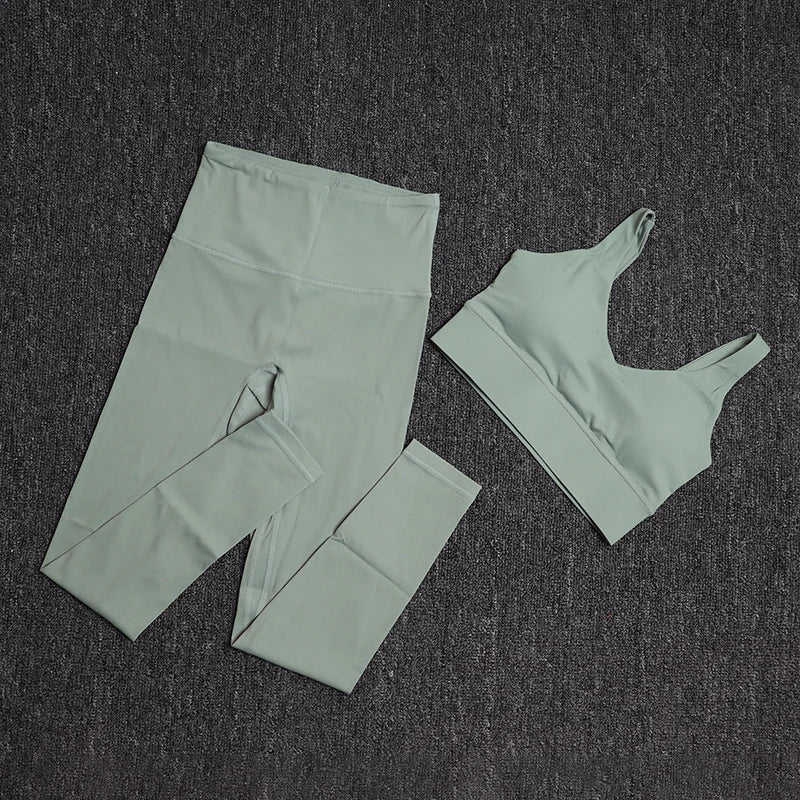 Treningssett Dame - Sports-BH og Høy Midje Leggings - Yoga & Fitness Sportsklær.