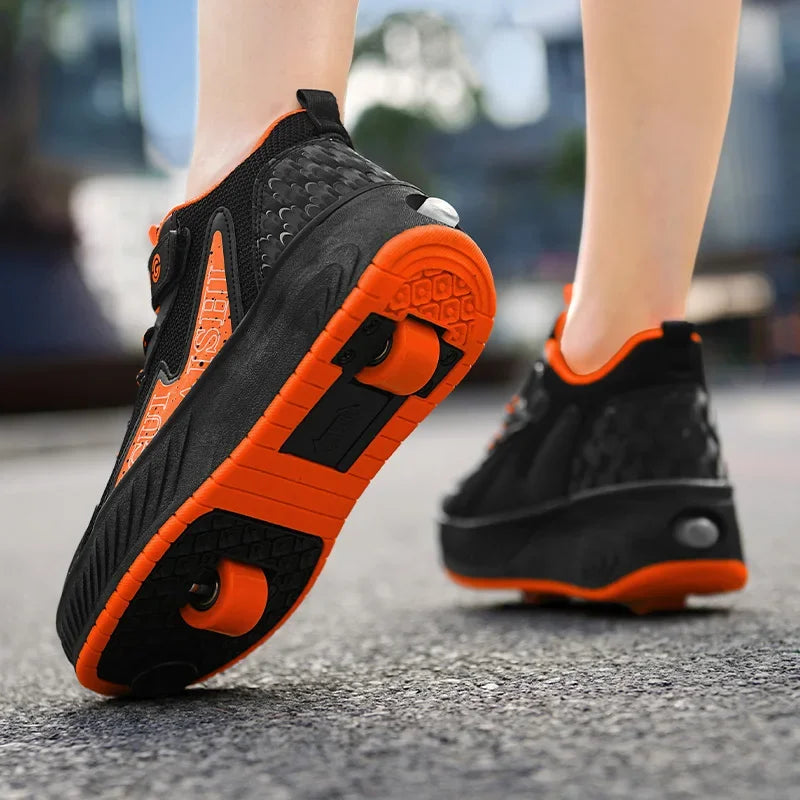 LED-lys to-hjuls rulleskøytesko for barn