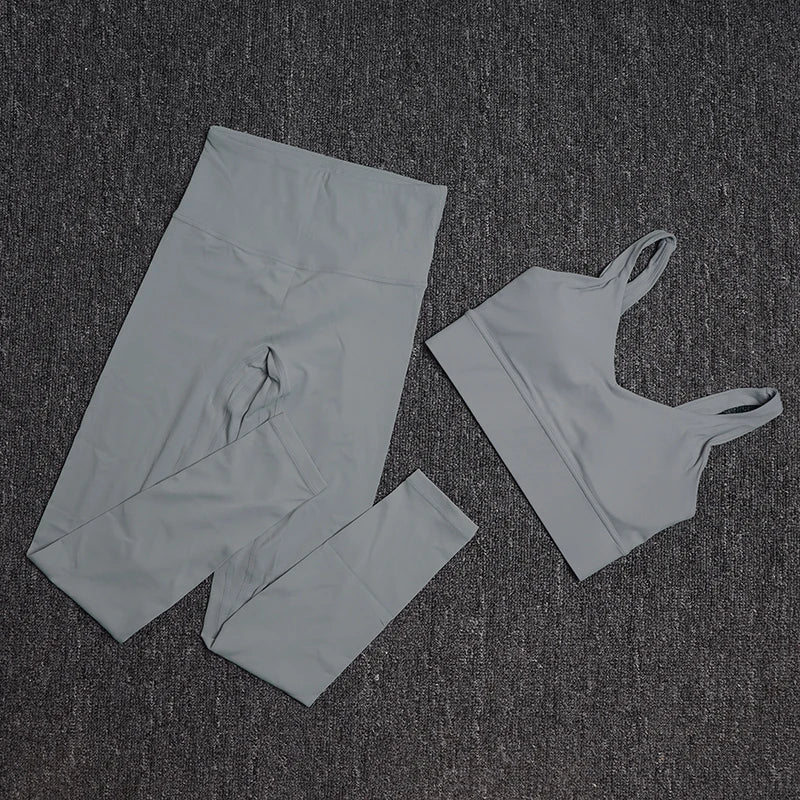 Treningssett Dame - Sports-BH og Høy Midje Leggings - Yoga & Fitness Sportsklær.