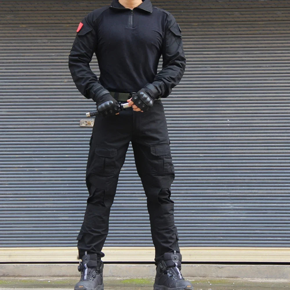 Taktisk Uniform Sett - Kamuflasje Jakt Klær - Skjorte og Bukse - Airsoft Paintball.