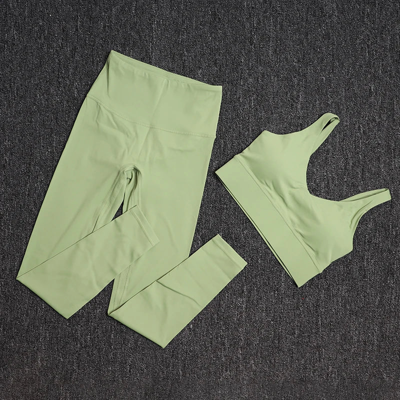 Treningssett Dame - Sports-BH og Høy Midje Leggings - Yoga & Fitness Sportsklær.