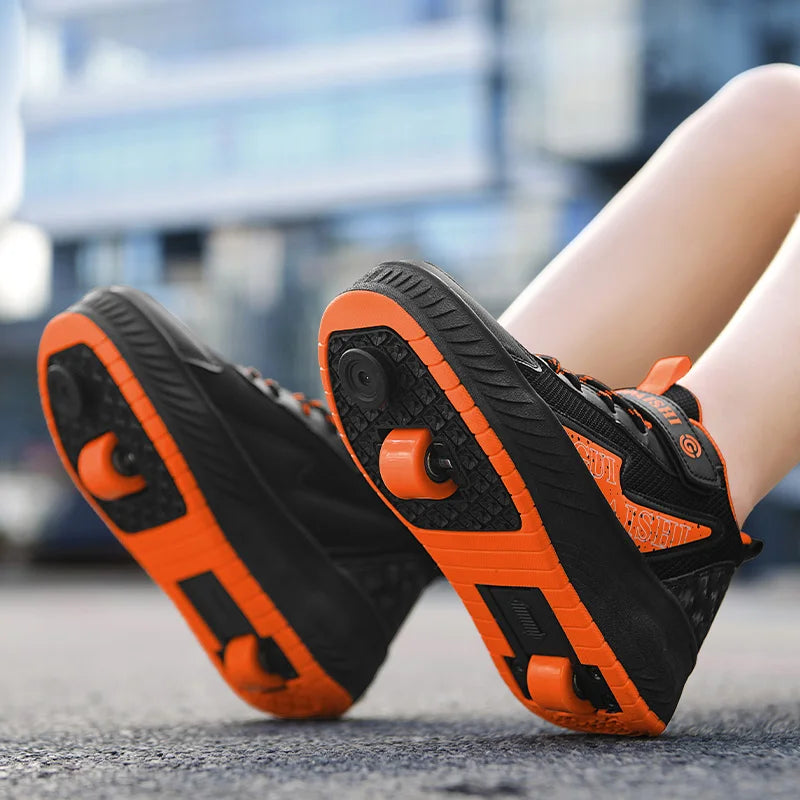 LED-lys to-hjuls rulleskøytesko for barn